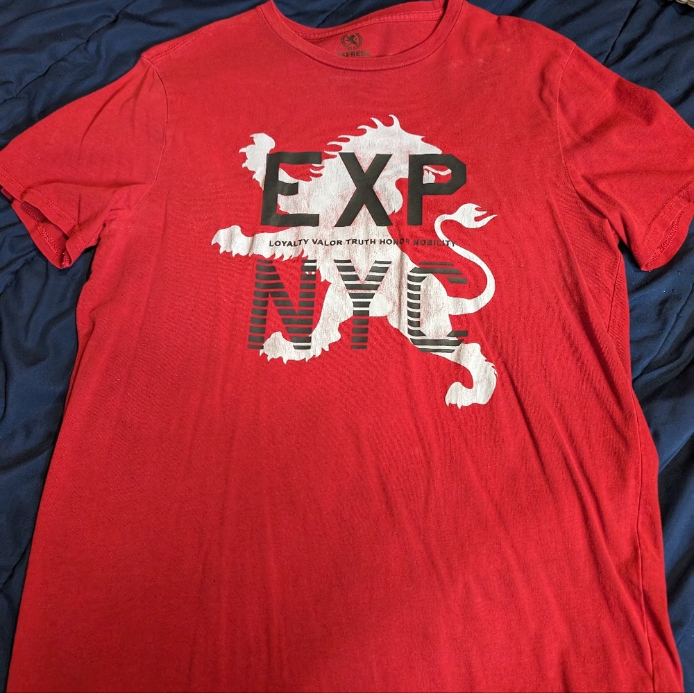 3 Express men's red graphic shirts.